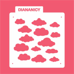 Estêncil Diananicy Nº 276 - Stencil Nuvens Confeitaria Pasta Biscoito