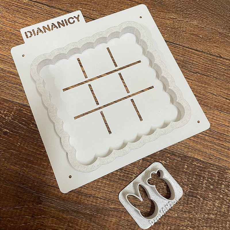 Estêncil Diananicy Nº474 - Stencil e Cortador Jogo da Velha Páscoa Confeitaria Pasta Biscoito D250252