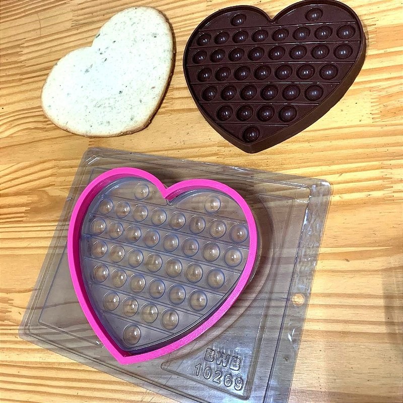 Dupla: Cortador e Forma de Acetato Coração Confeitaria Pasta Biscoito
