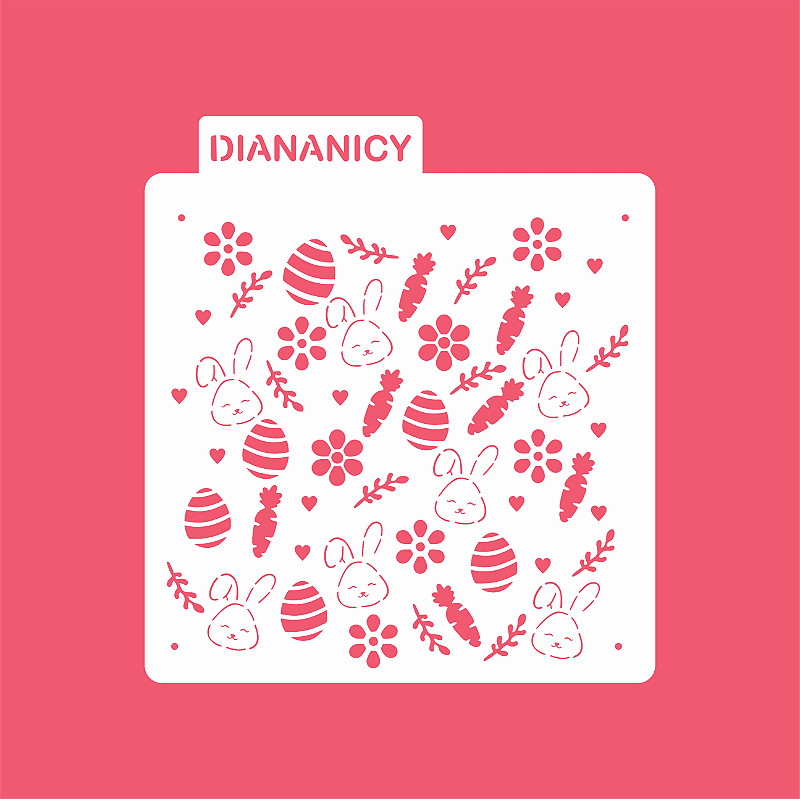 Estêncil Diananicy Nº 338 - Stencil Textura Páscoa 3 Confeitaria Pasta Biscoito