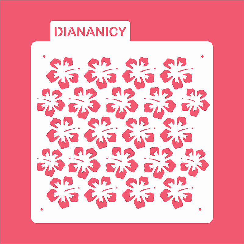 Estêncil Diananicy Nº 434 - Stencil Flor de Hibisco Confeitaria Pasta Biscoito em Oferta na Shopee