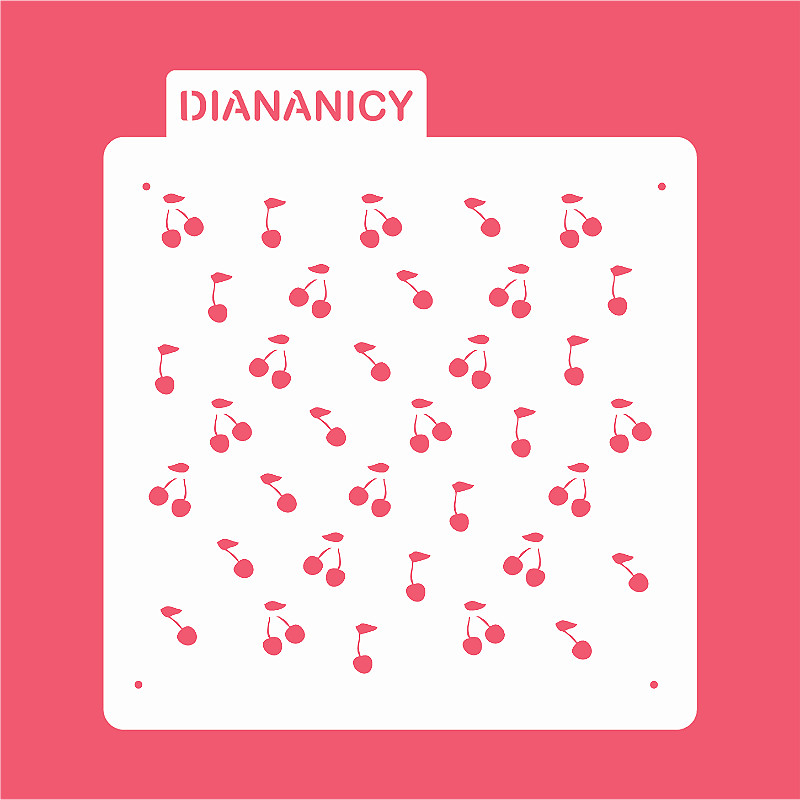 Estêncil Diananicy Nº 433 - Stencil Cereja Cerejinha Confeitaria Pasta Biscoito