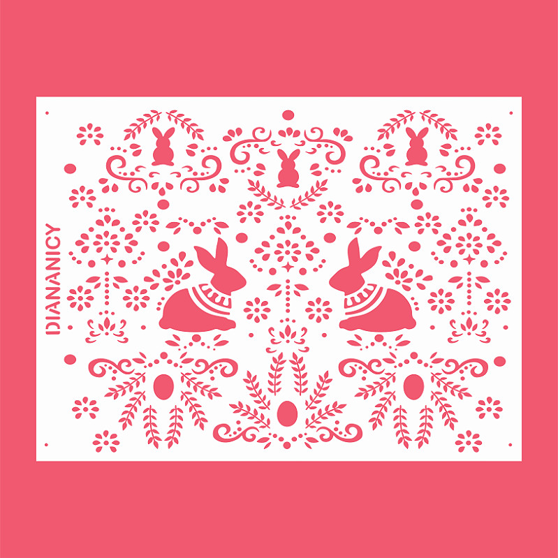 Estêncil Diananicy Nº 346  - Stencil Páscoa Encantada Confeitaria Pasta Biscoito