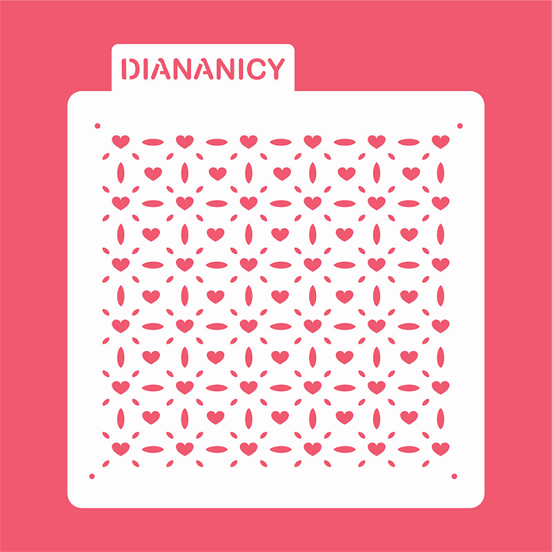 Estêncil Diananicy Nº 213 - Stencil Textura Coração Confeitaria Pasta Biscoito