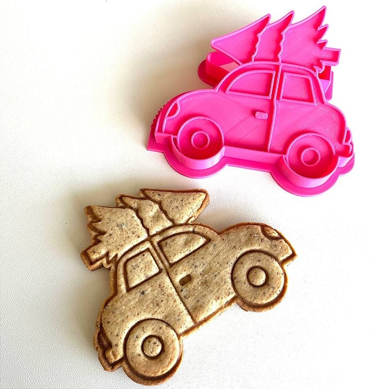 Cortador e Marcador Carro com Árvore de Natal - D240011 Confeitaria Pasta Biscoito