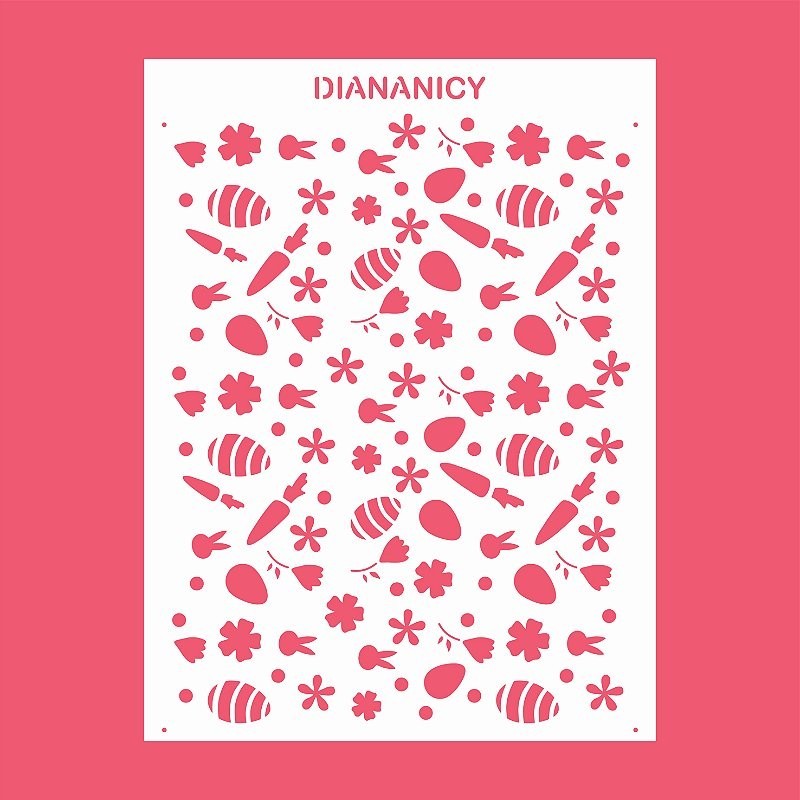 Estêncil Diananicy Nº 189 - Stencil Páscoa Diversos Confeitaria Pasta Biscoito