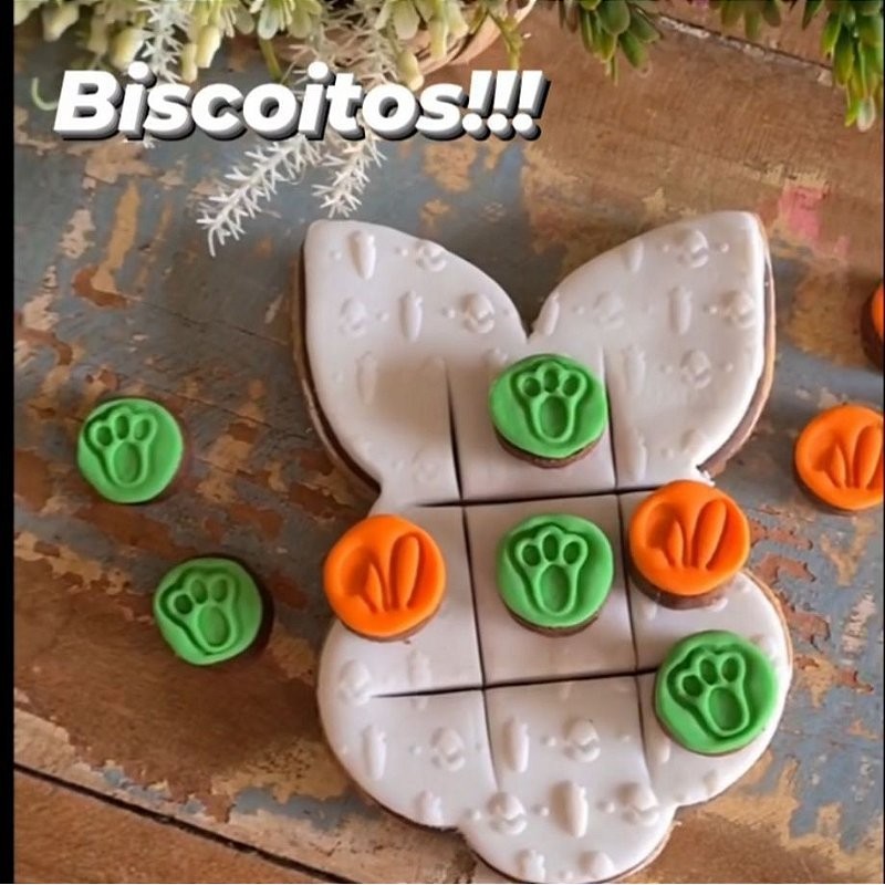 Kit Cortador Jogo da Velha Páscoa - Modelo1 Confeitaria Pasta Biscoito D250281
