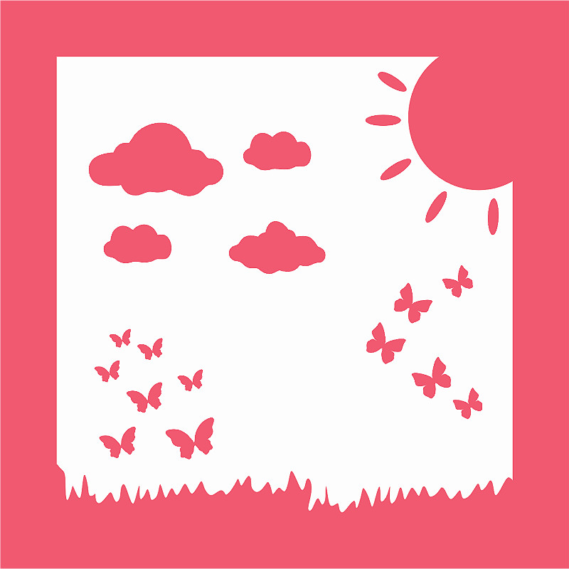 Estêncil Diananicy Nº 452 - Stencil Paisagem Jardim Sol Confeitaria Pasta Biscoito