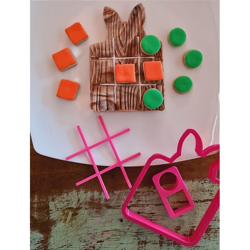 Kit Cortador Jogo da Velha Páscoa - Modelo2 Confeitaria Pasta Biscoito D250265