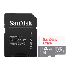 Cartão Micro SDXC 128GB Ultra 100MBs Sandisk com Adap