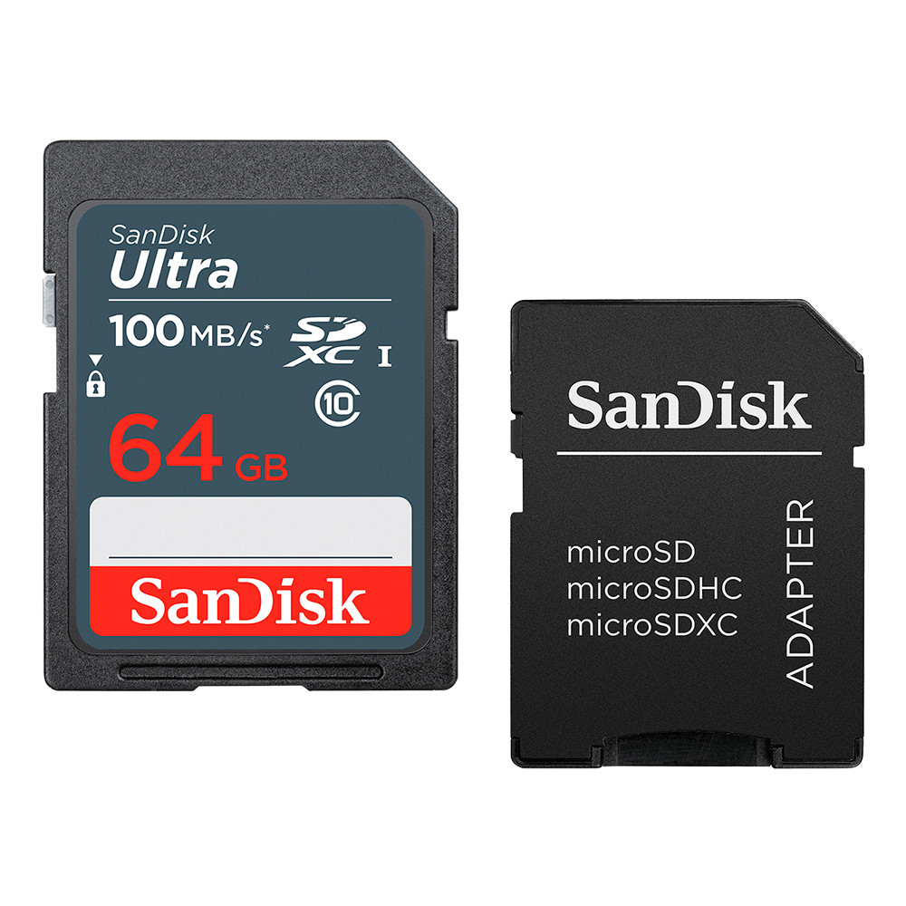 Cartão de Memória Sandisk 64gb Sdxc Ultra 100Mbs com Adapt em Oferta na Shopee