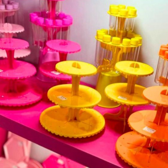 Bandeja Porta Balas DUPLO Torre de Cupcake Decoração Aniversário VÁRIAS CORES Mesa de Festa Infantil