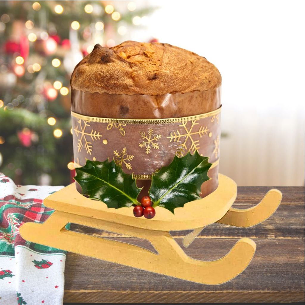Porta Panetone Trenó Papai Noel MDF Decoração Natalina Mesa Posta Natal