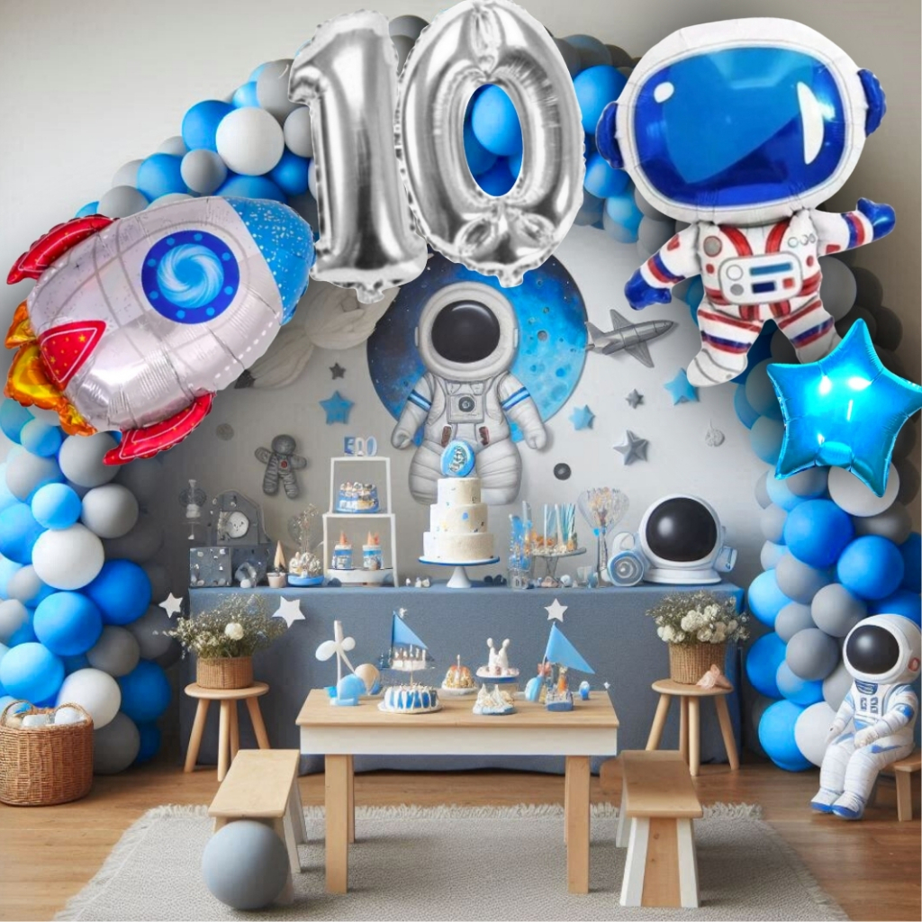 Kit Arco Desconstruído Astronauta Galáxia Espacial Nave Premium Decoração Festas Eventos *150 itens*