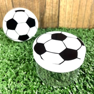 Pote Redondo Acrílico Bola de Futebol 5cm Latinha Festa Infantil Lembrancinha Time de Futebol Latão