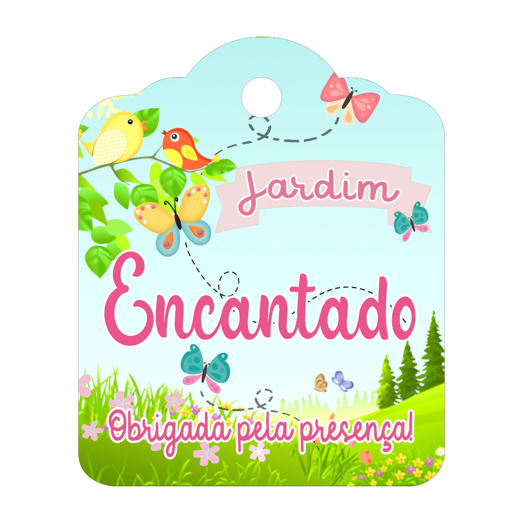 10 Tags de Agradecimento para Lembrancinhas Jardim Encantando - Decoração de Festa de Aniversário tema Jardim Encantado.