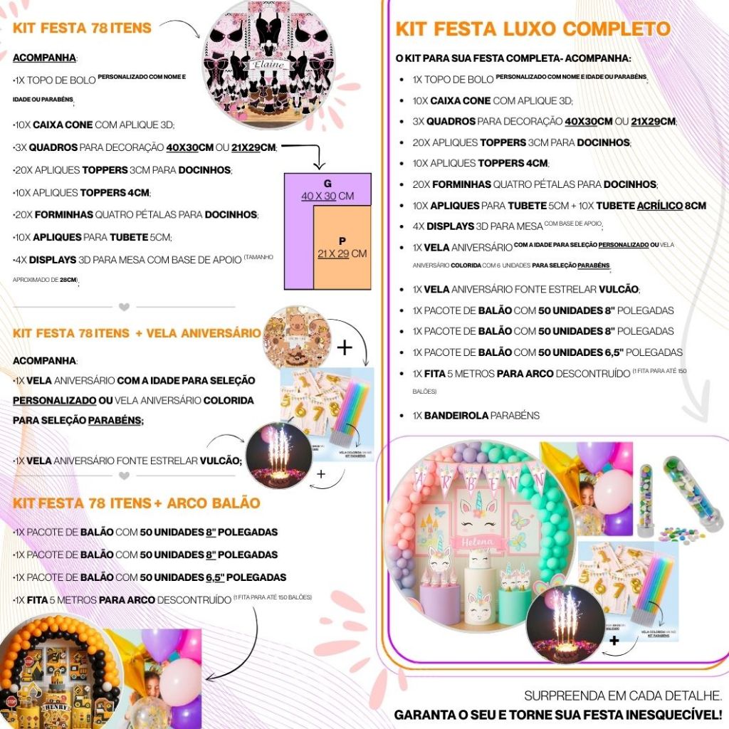 Kit Festa Personalizado Chá de Lingerie Despedida de Solteira Casamento- Decoração Lembrancinha