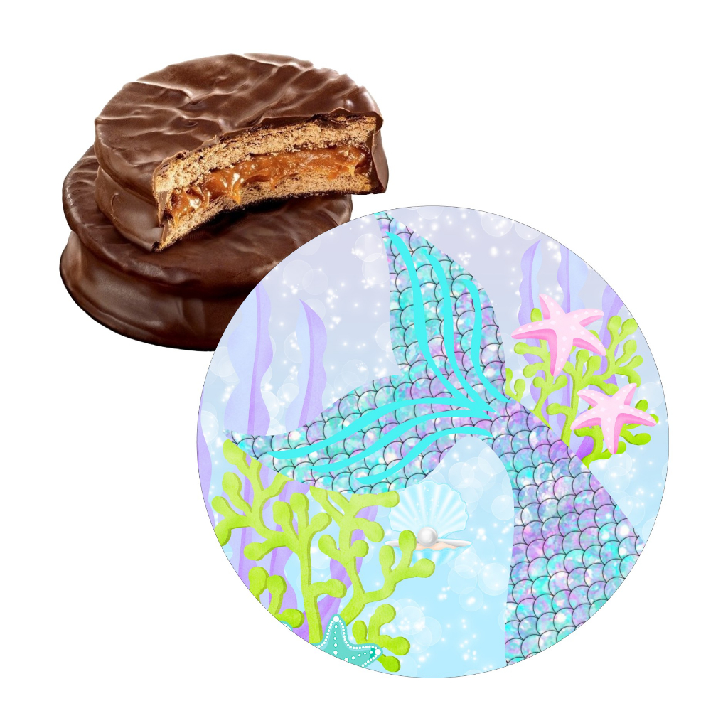 10 Adesivos para Alfajor 5cm Sereia - Pronto para ser aplicado, Decoração de Festa de Aniversário.