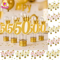 Tubete Acrílico + Apliques 3D Anos 15 18 20 30 40 50 60 70- VÁRIAS CORES Decoração Festa Cinquentão