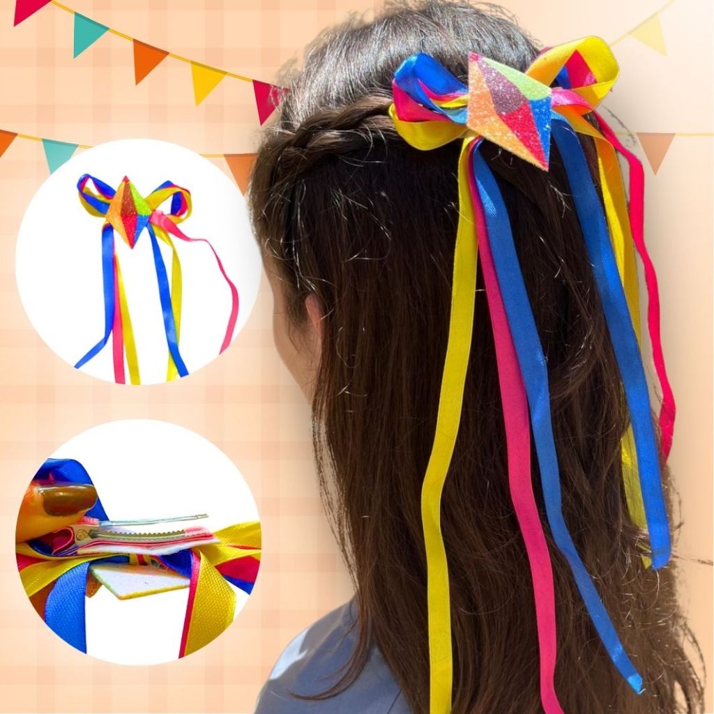 Laço para Cabelo Festa Junina Arráia Presilha Bico de Pato Acessório Cabelo Menina Prendedor Rabicó