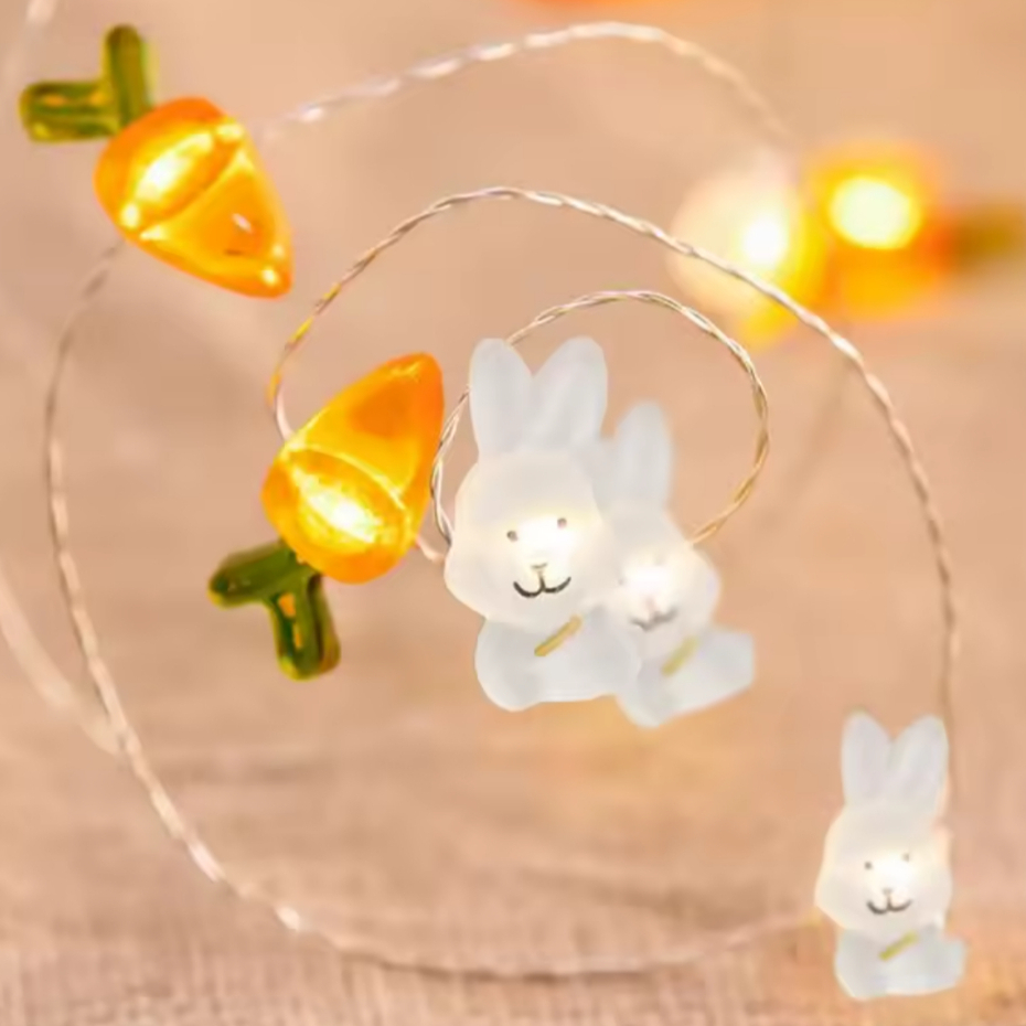Pisca Pisca LED Coelhinho da Páscoa Coelho Luzes Decoração de Páscoa Cenoura Cordão de Fada