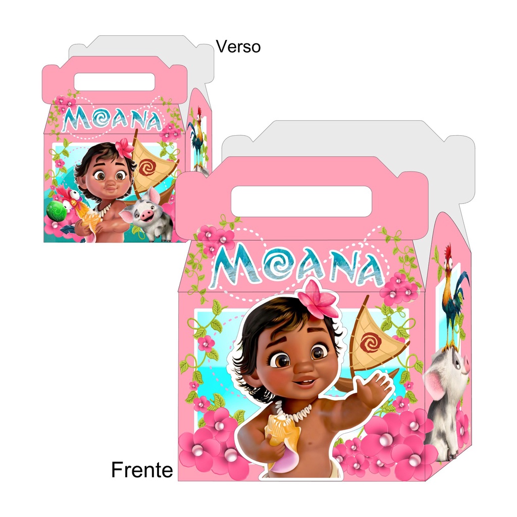 Caixa Maleta Decoração Moana Baby com Aplique 3D - Decoração de Festa e Mesversário