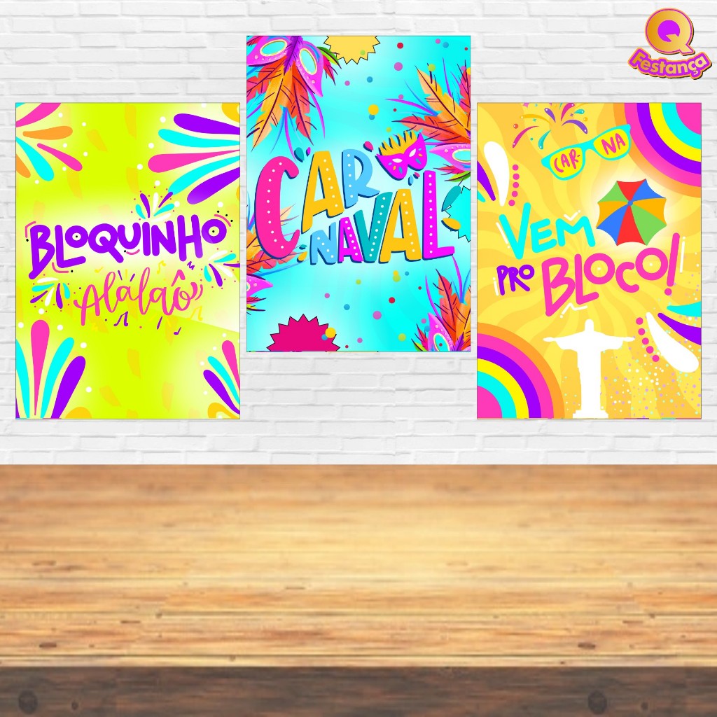 Poster Carnaval Folia 30x40cm - Decoração de Festa e Mesversário Bloquinho Carnaval