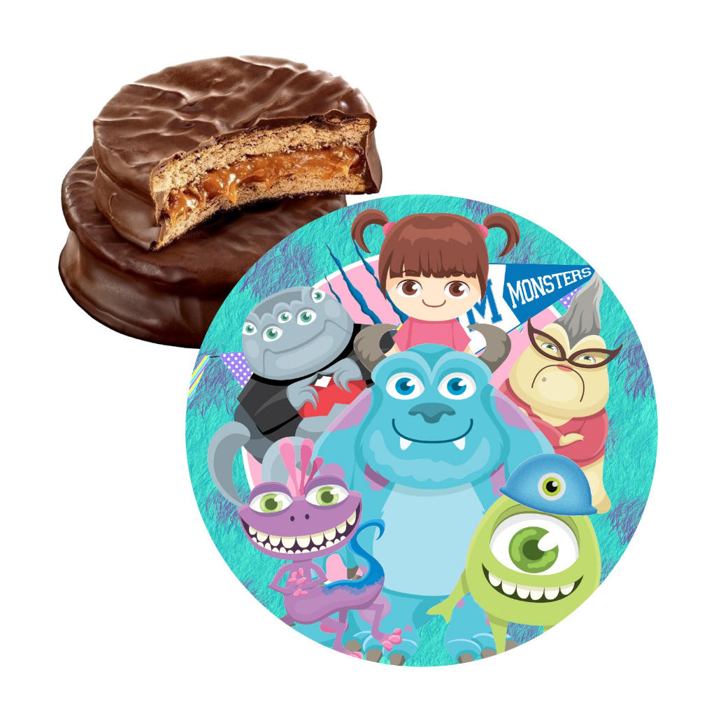 10 Adesivos para Alfajor 5cm Monstros S.A- Pronto para ser aplicado, Lembrancinhas Monstros S.A