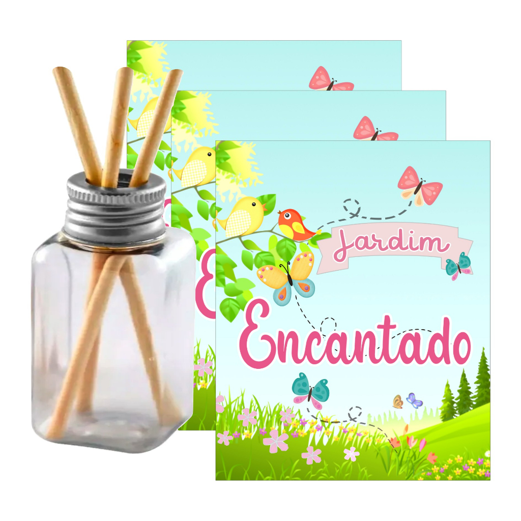 10 Adesivos Para Difusor Jardim Encantado - Decoração de Festa de Aniversário lembrancinhas Tema Jardim Encantado.
