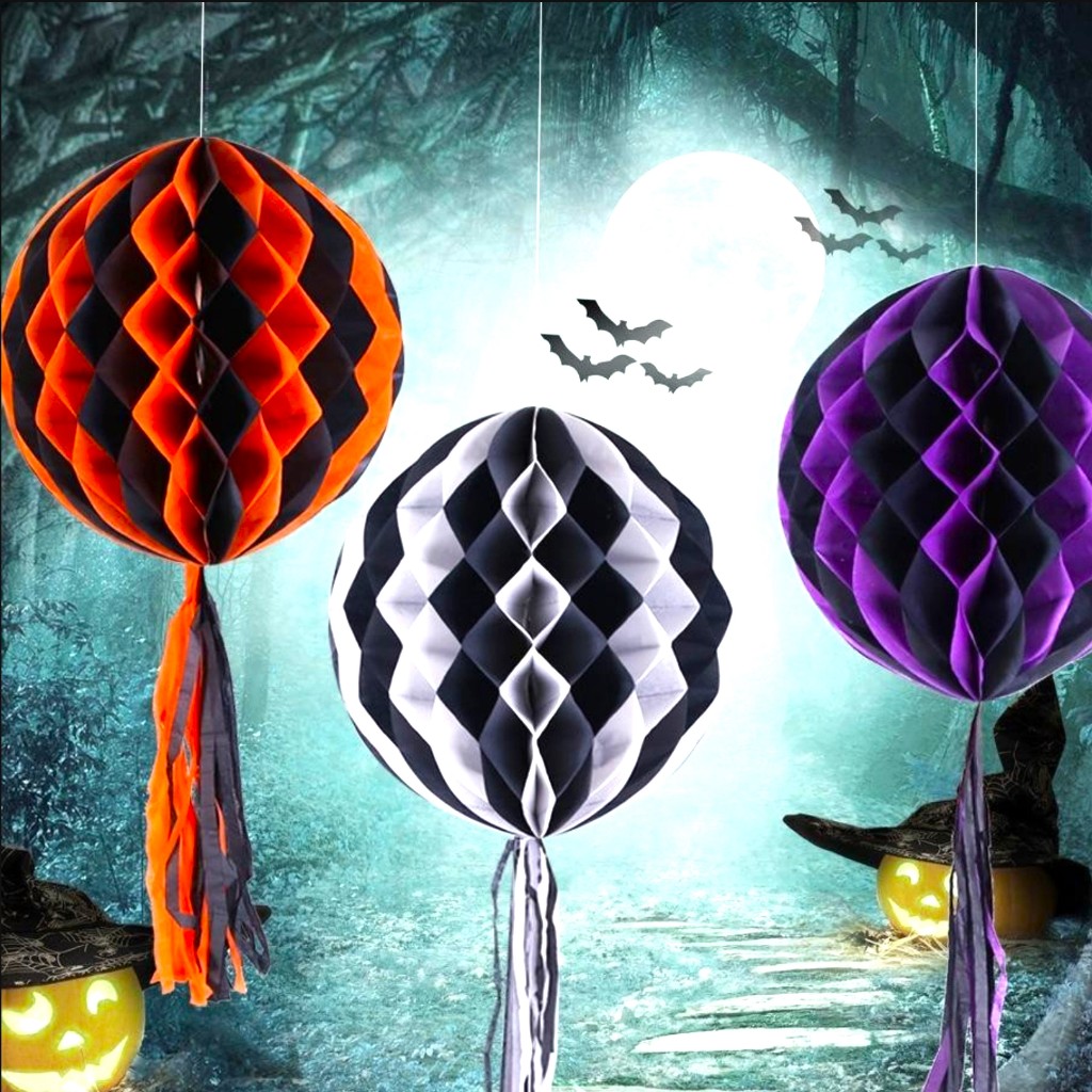 Balão Lanterna Decorativo Halloween Enfeite de Porta Festa Origame- Decoração Festa Dia das Bruxas