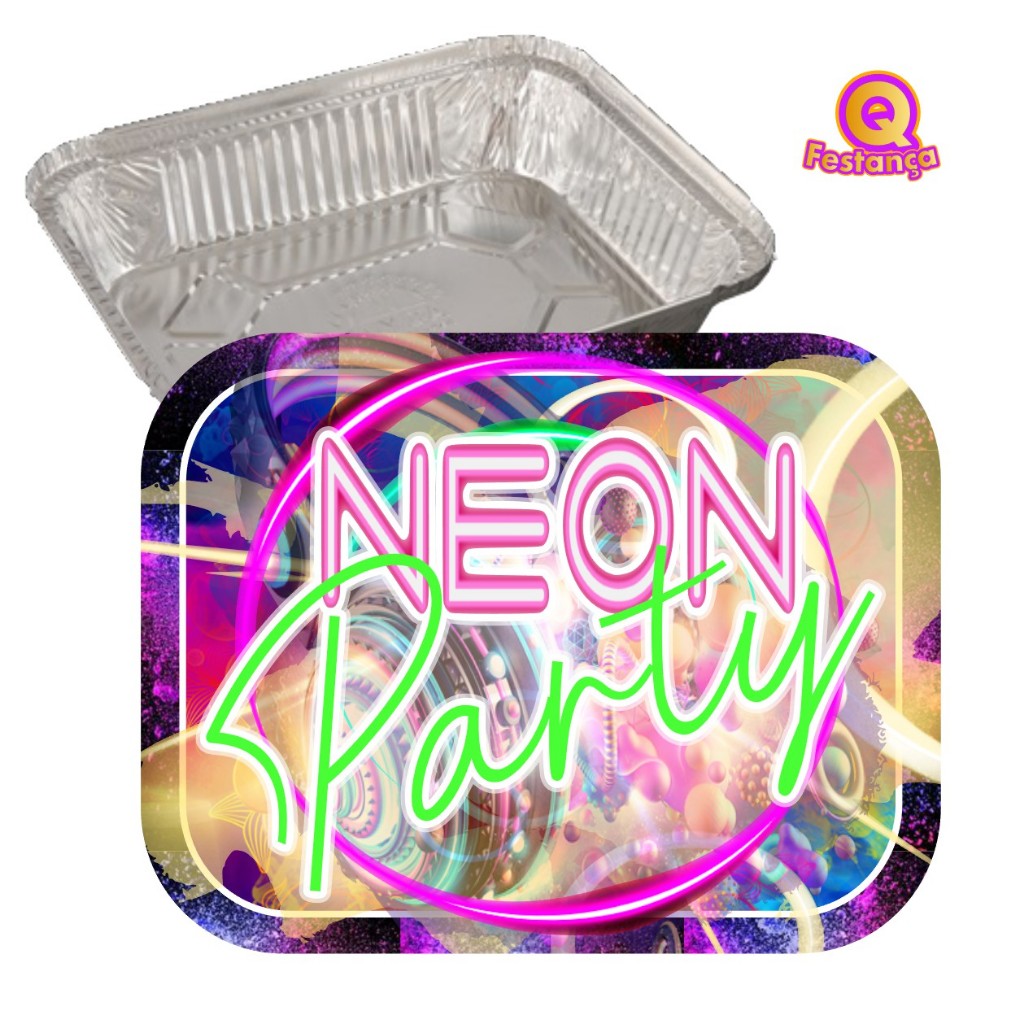 Tampas para Marmitinha Balada Neon - Tema de Festa Neon, Kit Balada, Kit Neon.
