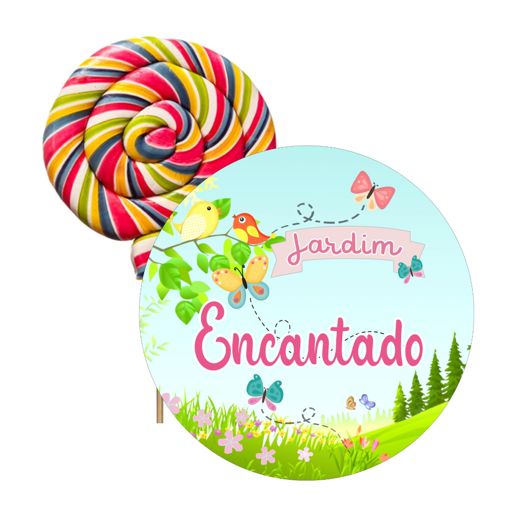Adesivos Jardim Encantado Pirulito 4cm-Lembrancinha Saquinho Surpresa Guloseimas Festa Aniversário