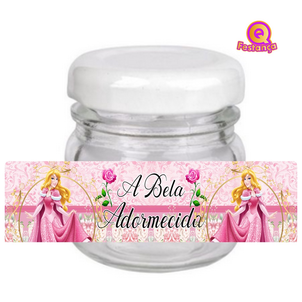 10 Adesivos Rótulo para Potinho 40ml A Bela Adormecida- Decoração Festa Aniversário, Lembrancinhas A Bela Adormecida