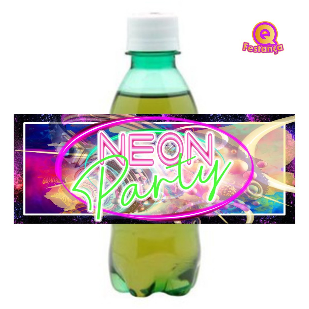 Adesivos para Caçulinha Balada Neon - Mini Refrigerante, Tema de Festa Neon, Kit Balada, Kit Neon.