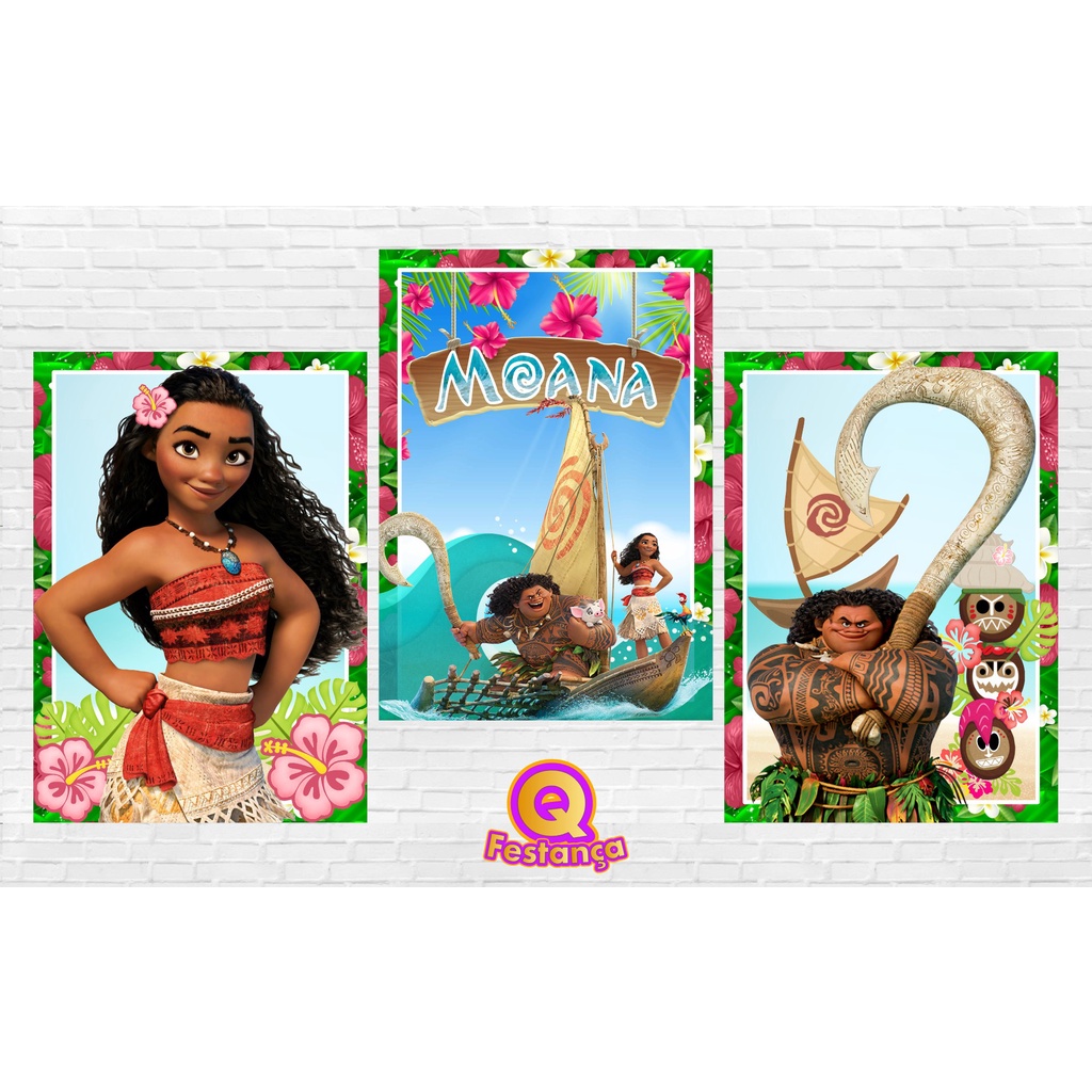 Poster Moana 30x40cm - KIT COM 3 POSTER- Decoração Festa Aniversário