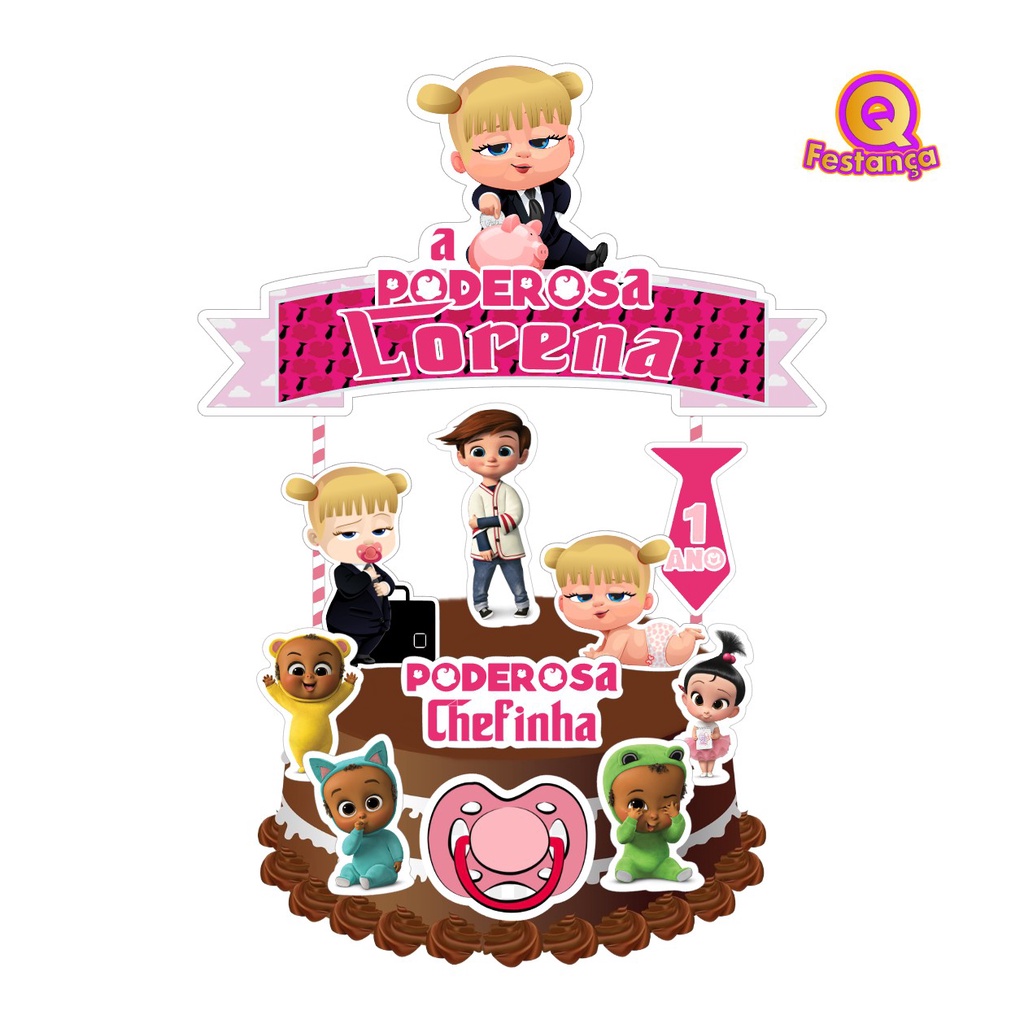 Topo de Bolo Poderosa Chefinha LOIRA Personalizado - Topper de Bolo 3D Nome e Idade
