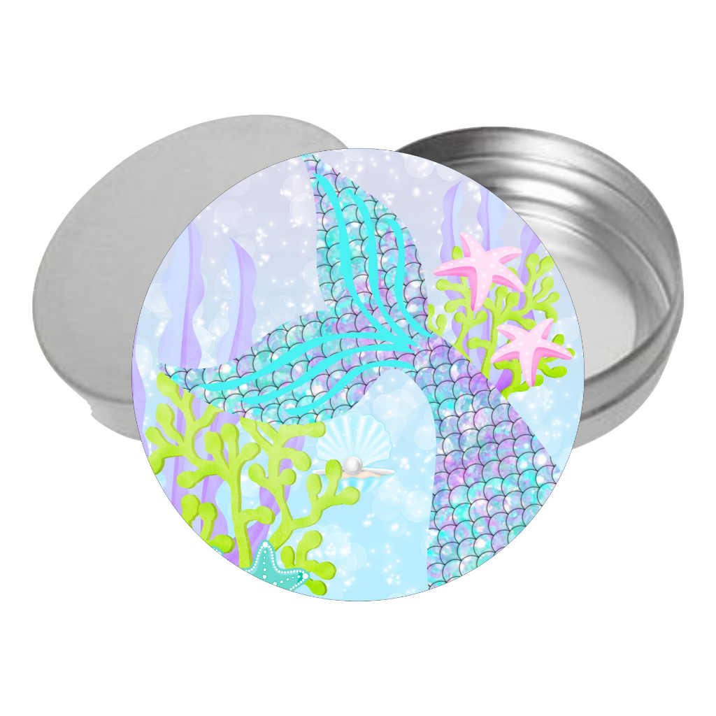 Adesivo + Latinha Sereia 5cm- Acrílico Decoração Festa Aniversário Lembrancinha