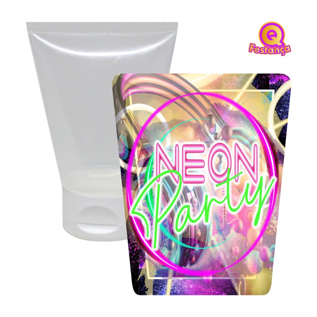 Adesivos para Bisnaga 30ml  Balada Neon - Pronto para ser aplicado, Tema de Festa Neon, Kit Balada, Kit Neon.