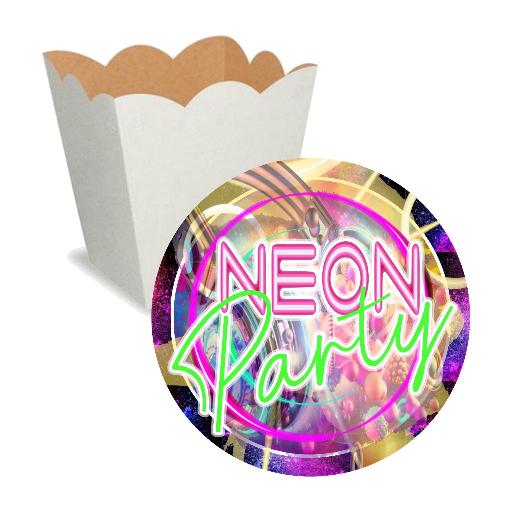 Adesivos Para Cachepô Redondo 5cm Balada Neon - Lembrancinhas Tema de Festa Neon, Kit Balada, Kit Neon.
