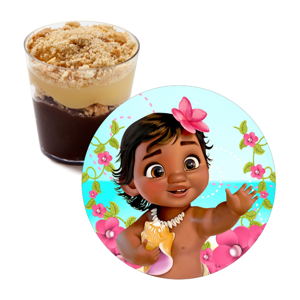 Copinhos Coloridos + Adesivos Moana Baby- Brigadeiro Doce no Copinho Festas Lembrancinhas