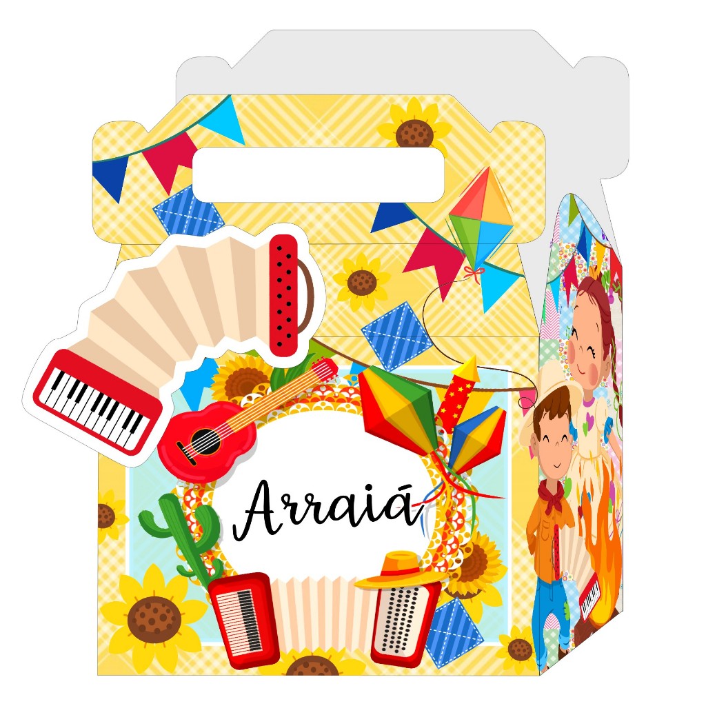 Caixa Maleta Decoração Prenda Festa Junina Arraiá com Aplique 3D - Decoração de Festa e Mesversário
