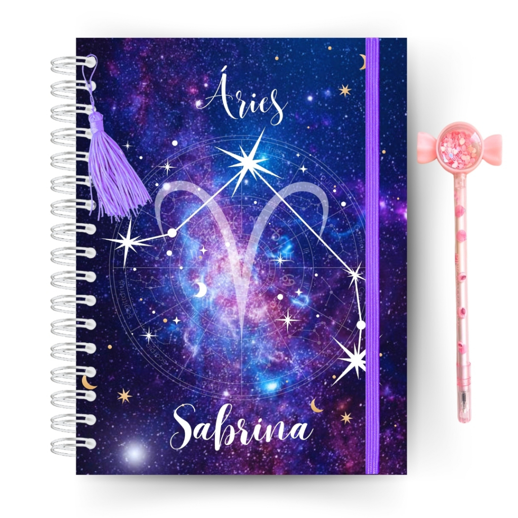 Imagem Caderno Colegial Magic Signos Capa Dura Espiral - 200 Páginas Horóscopo, Zodíaco, Astrologia
