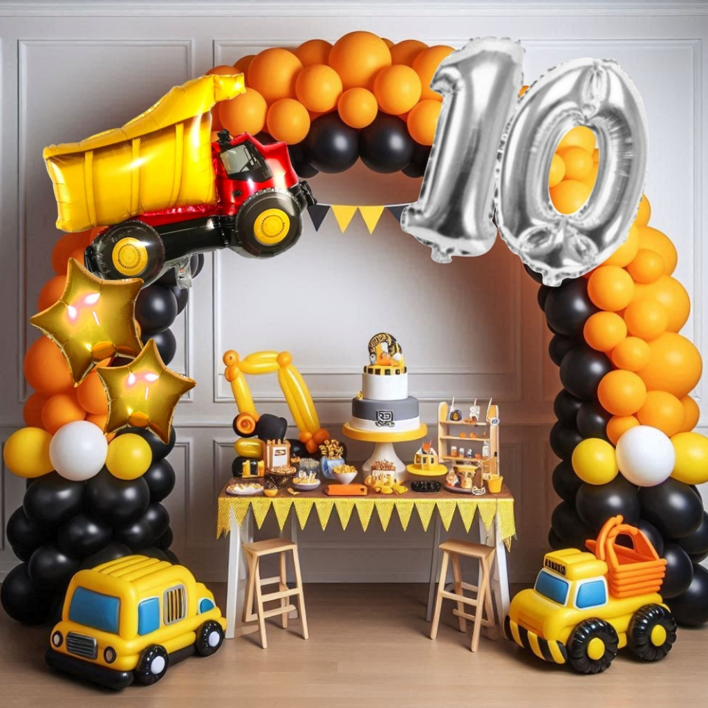 Kit Arco Desconstruído Construção Caminhão Betoneira Truck Premium Decoração Festas *150 itens*