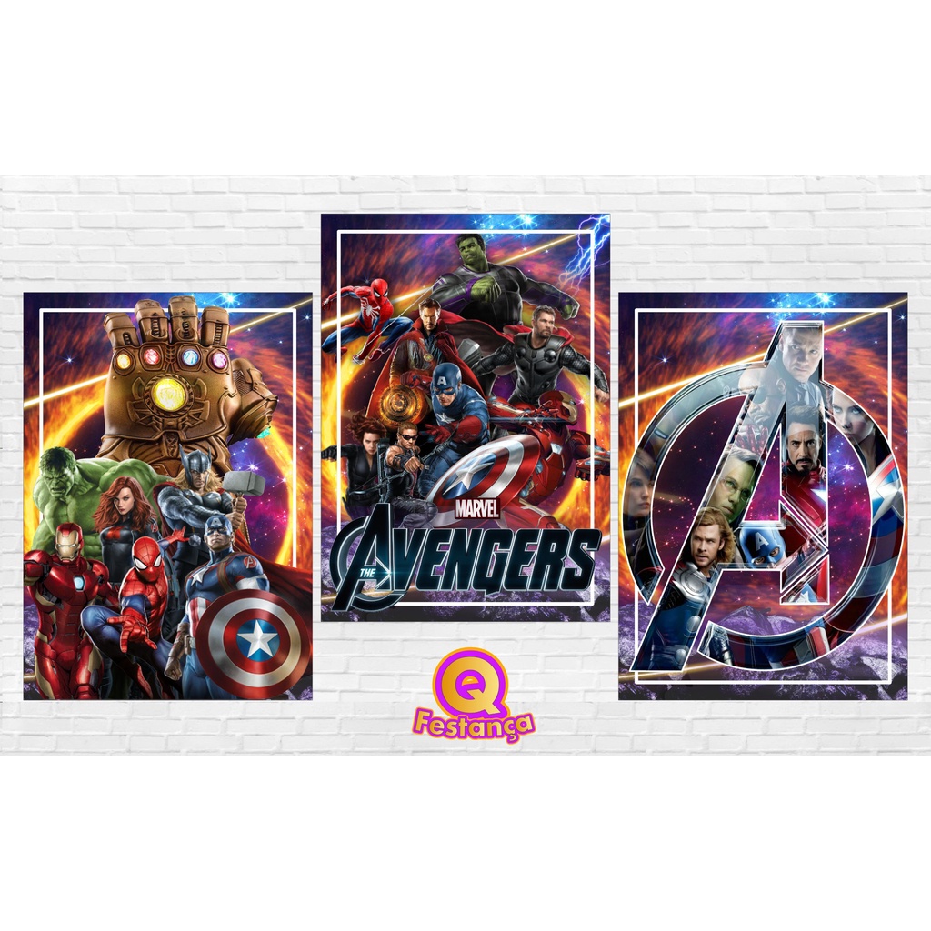 Poster Vingadores 30x40cm - KIT COM 3 POSTER