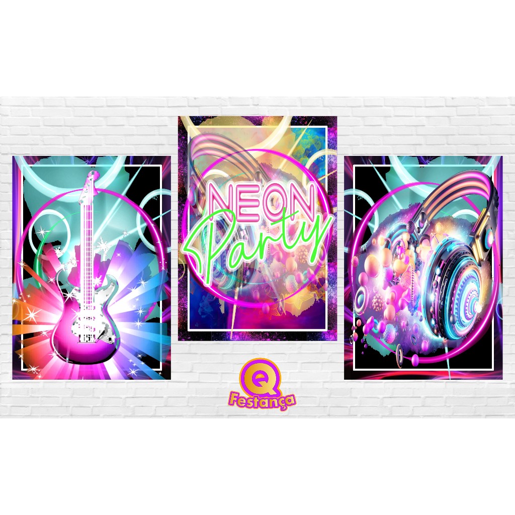 Poster Balada Neon 30x40cm - Decoração Tema de Festa Neon, Kit Balada, Kit Neon.