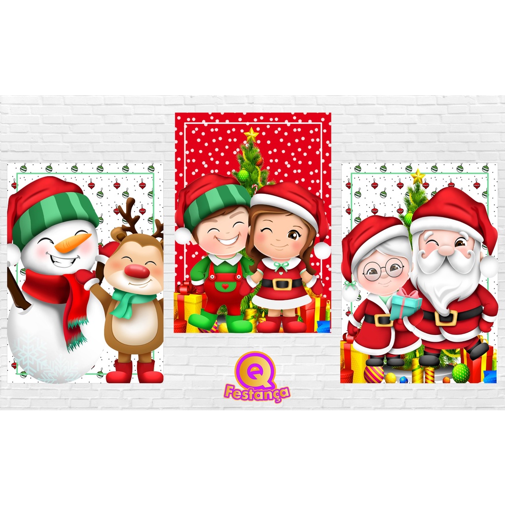 Poster Natal 30x40cm - KIT COM 3 POSTER - Decoração Natal