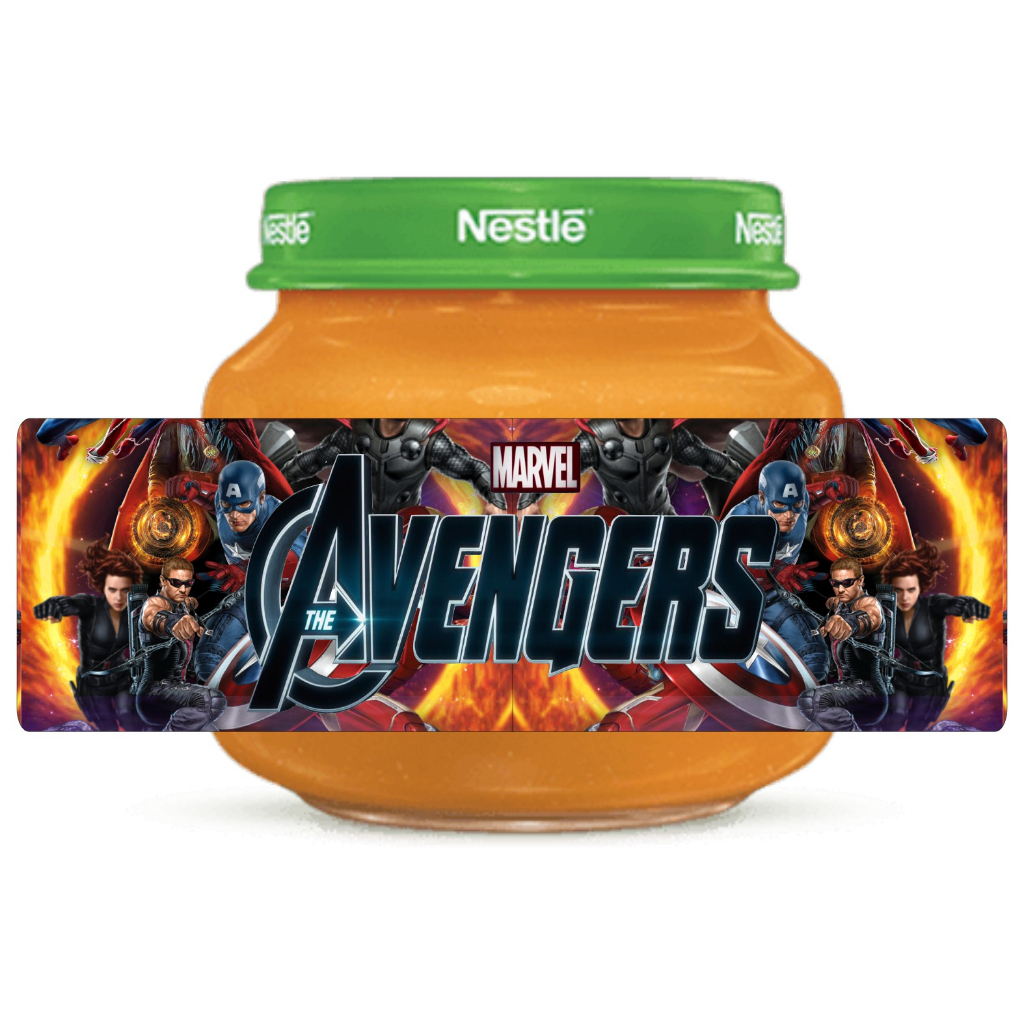 10 Rótulos Adesivos Papinha Vingadores - Pronto para ser aplicado, Decoração Festa Aniversário, Lembrancinhas Vingadores
