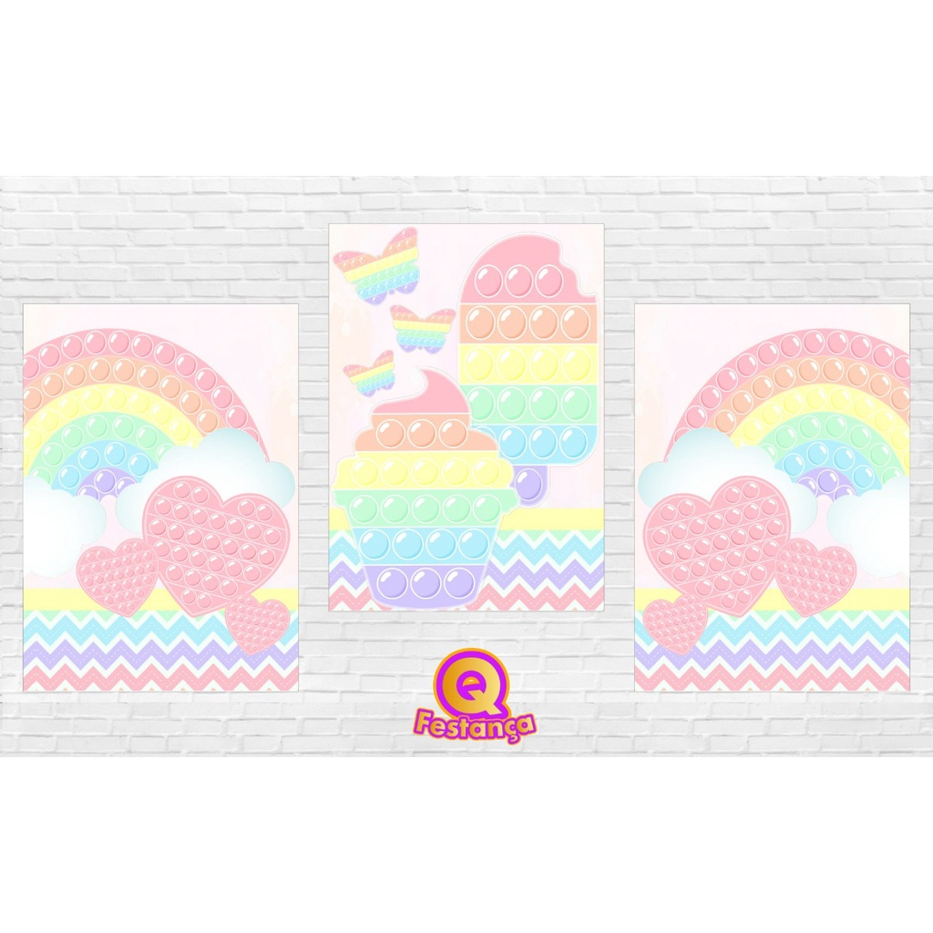 Poster Pop It Fidget Finger Toy 30x40cm - KIT COM 3 POSTER