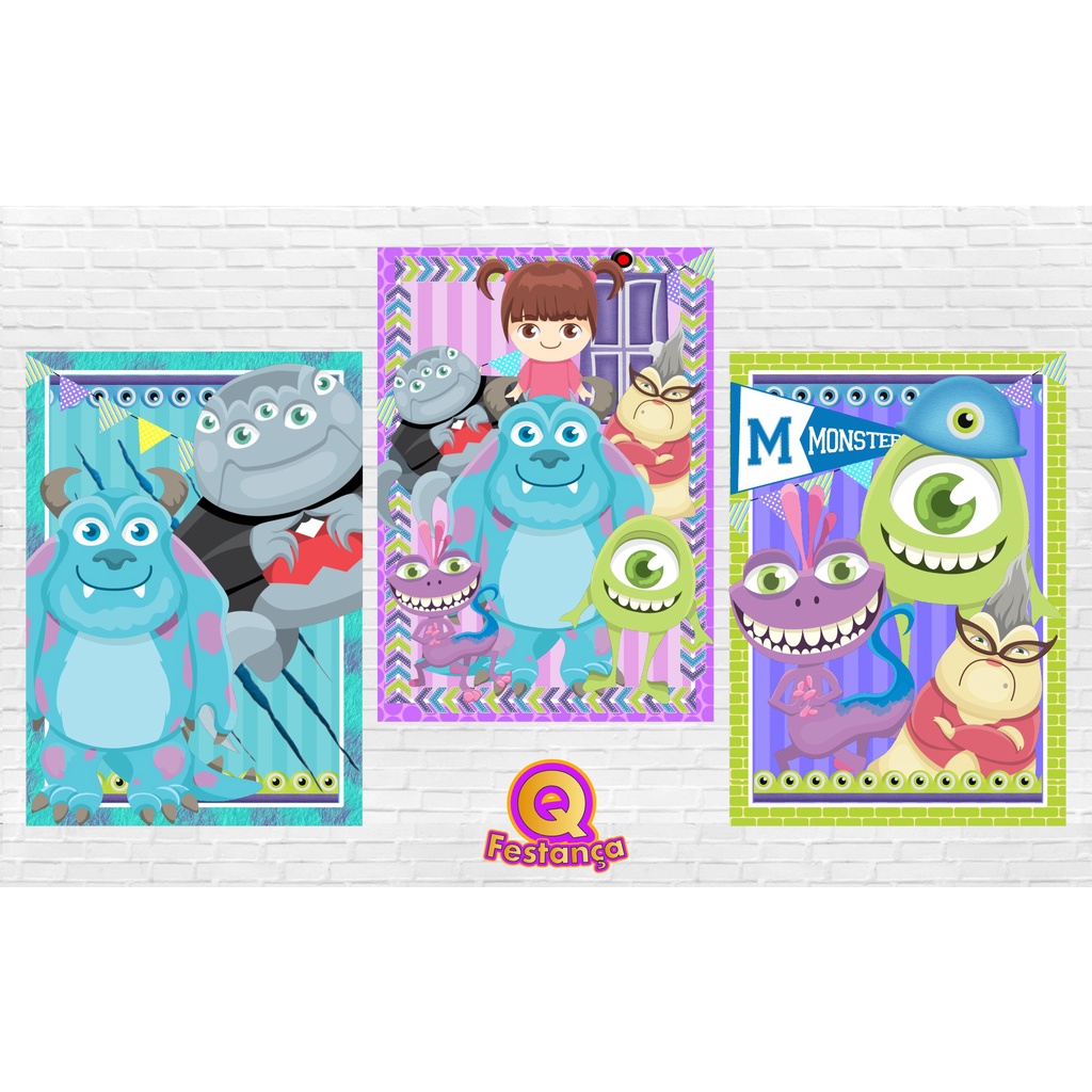 Poster Monstros S.A. 30x40cm - KIT COM 3 POSTER