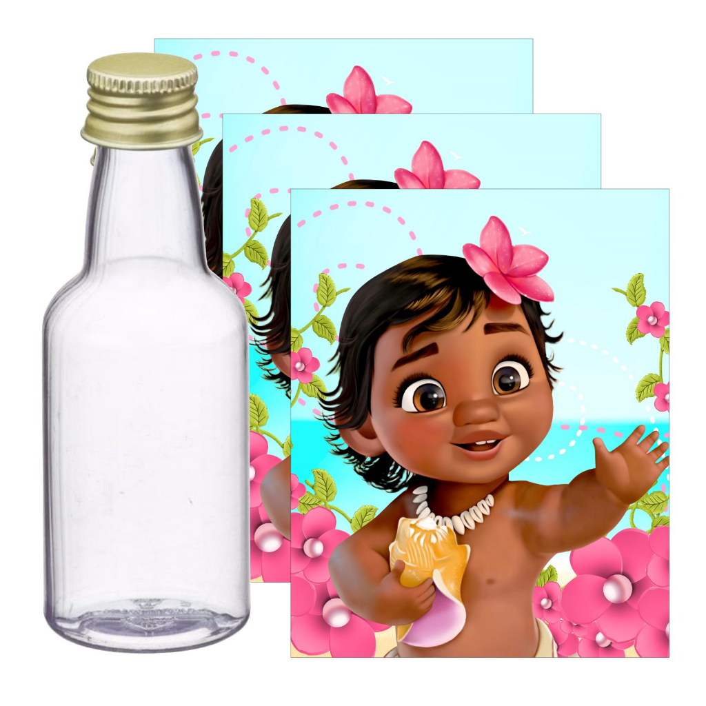10 Adesivos para Garrafinha 50ml Moana Baby - Pronto para ser aplicado-Lembrancinhas Moana Baby